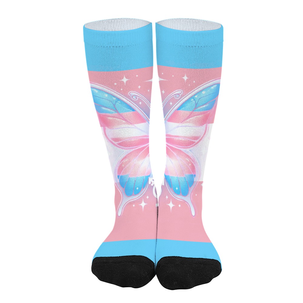 Trans Pride Butterfly Knee High Socks