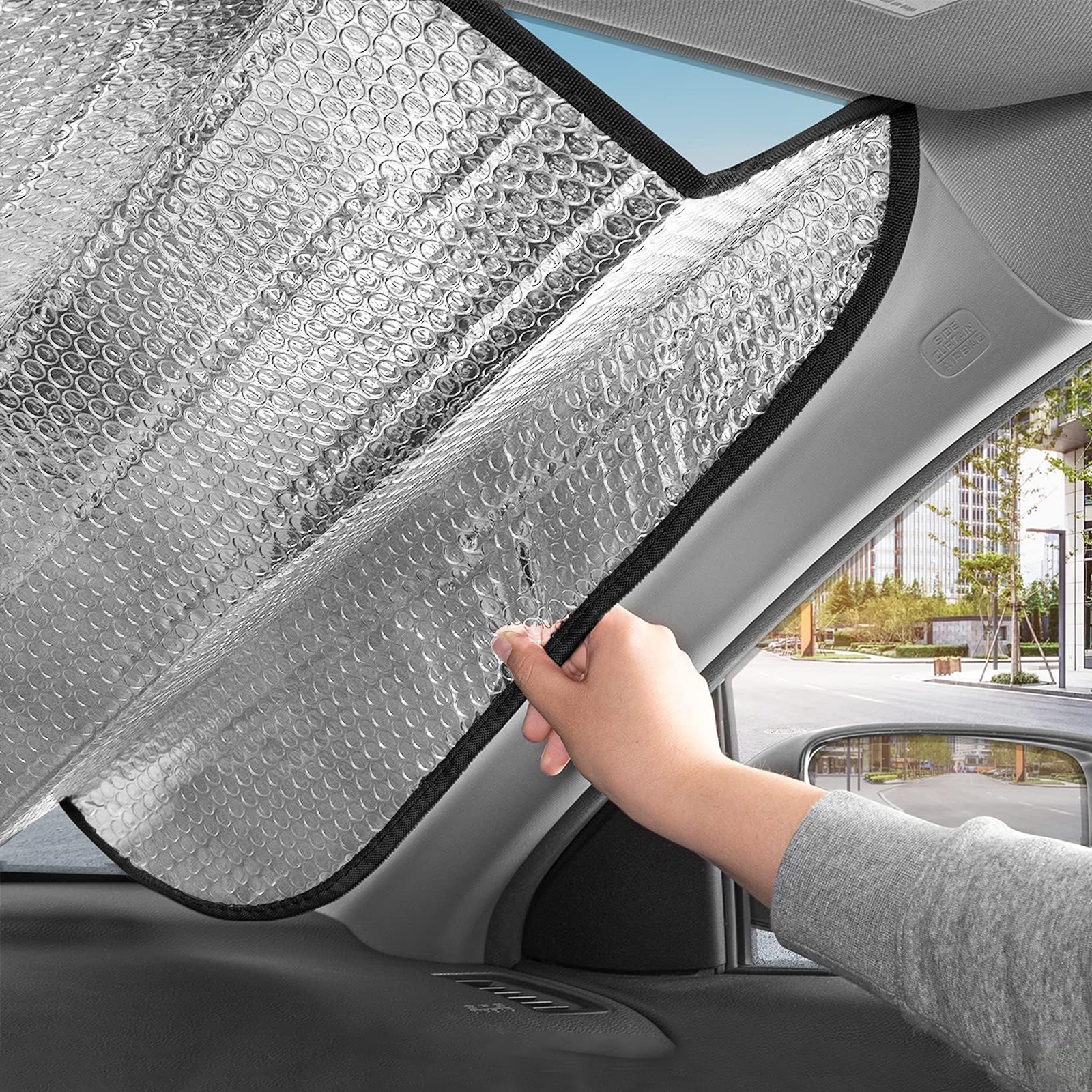 Progress Pride Flag Car Sun Shade – alternate view 4