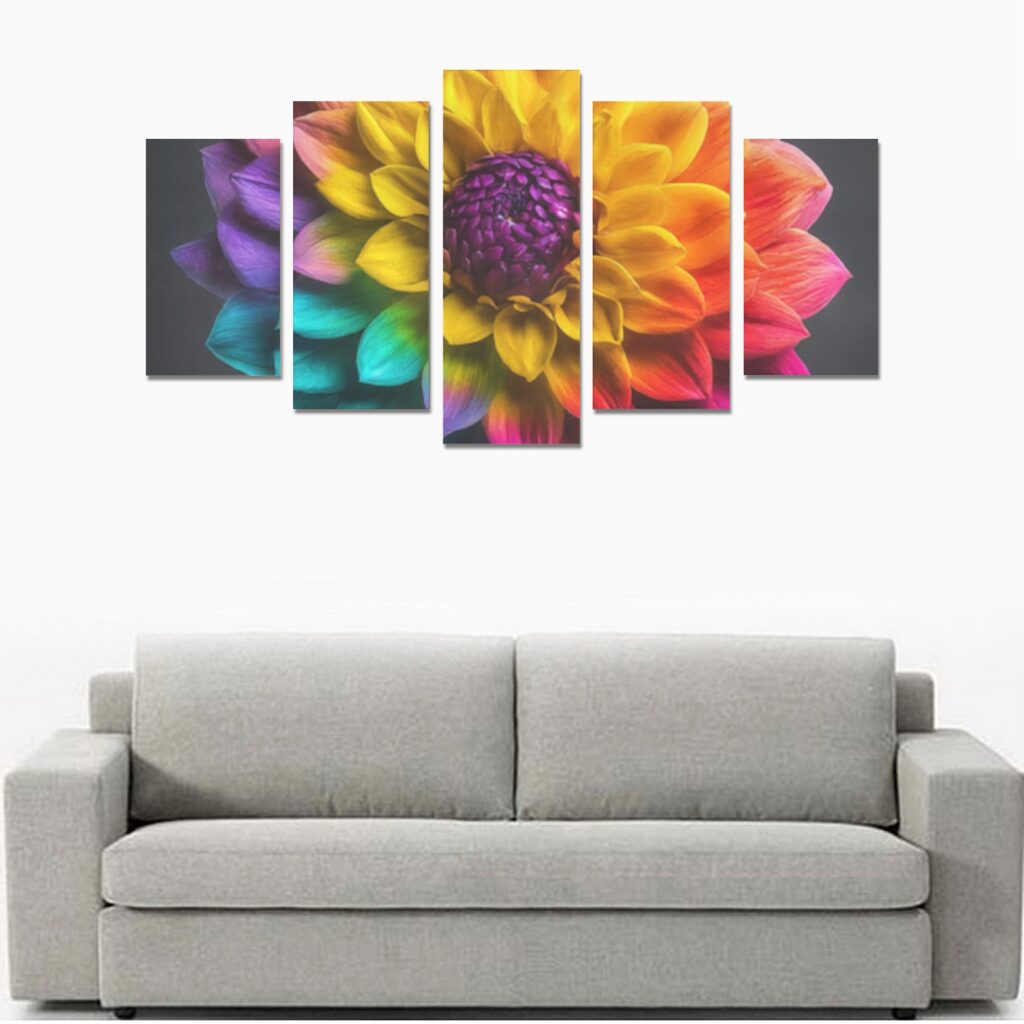Rainbow Floral 5-Piece Canvas Art Set