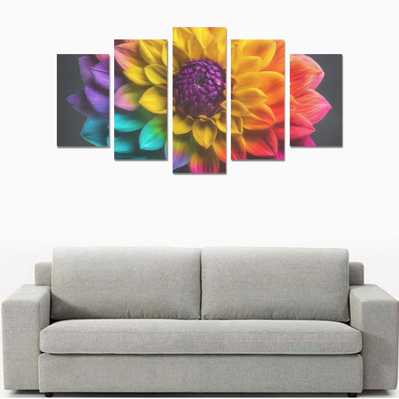 Rainbow Floral 5-Piece Canvas Art Set