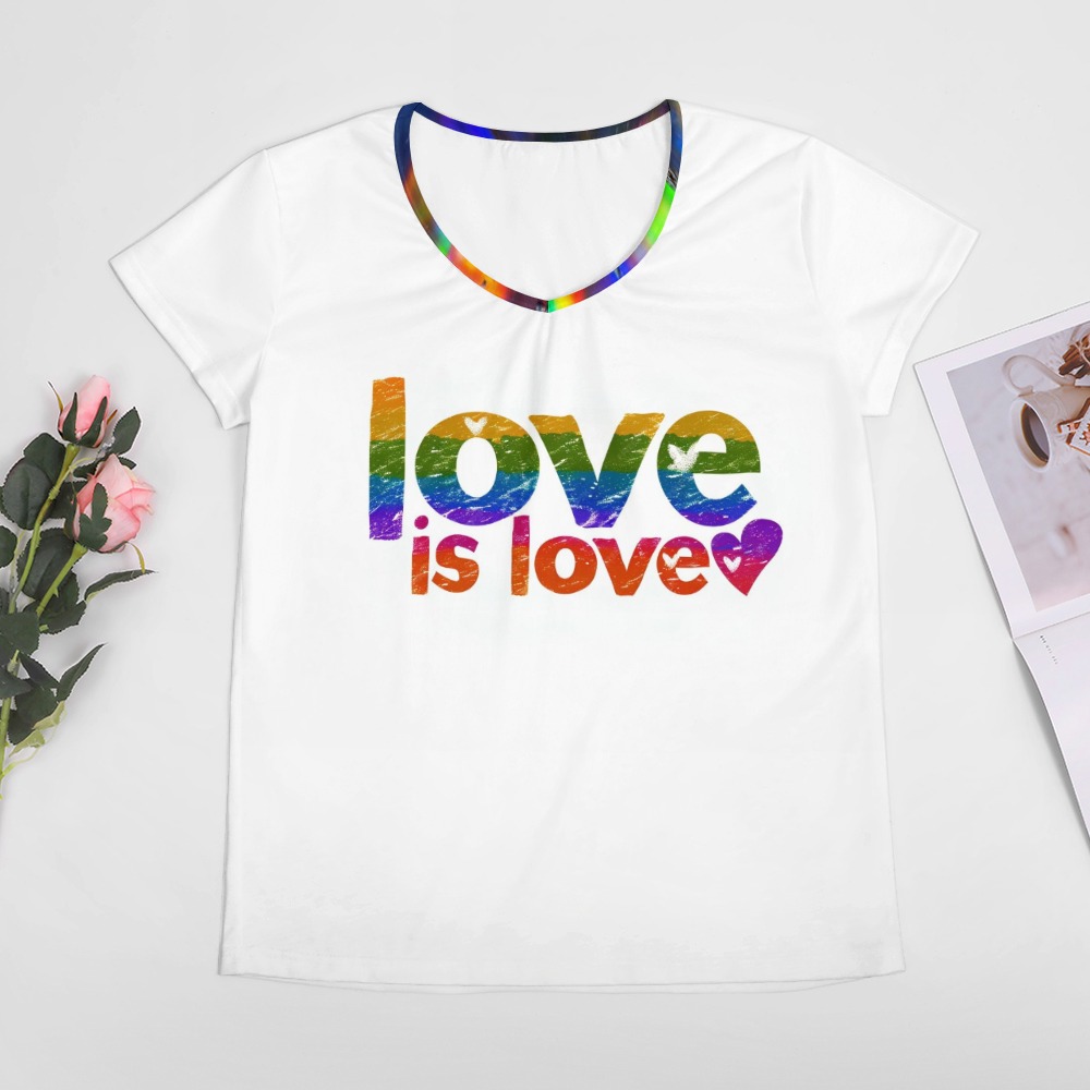 Love Is Love Rainbow Pride V-Neck Tee – alternate view 2