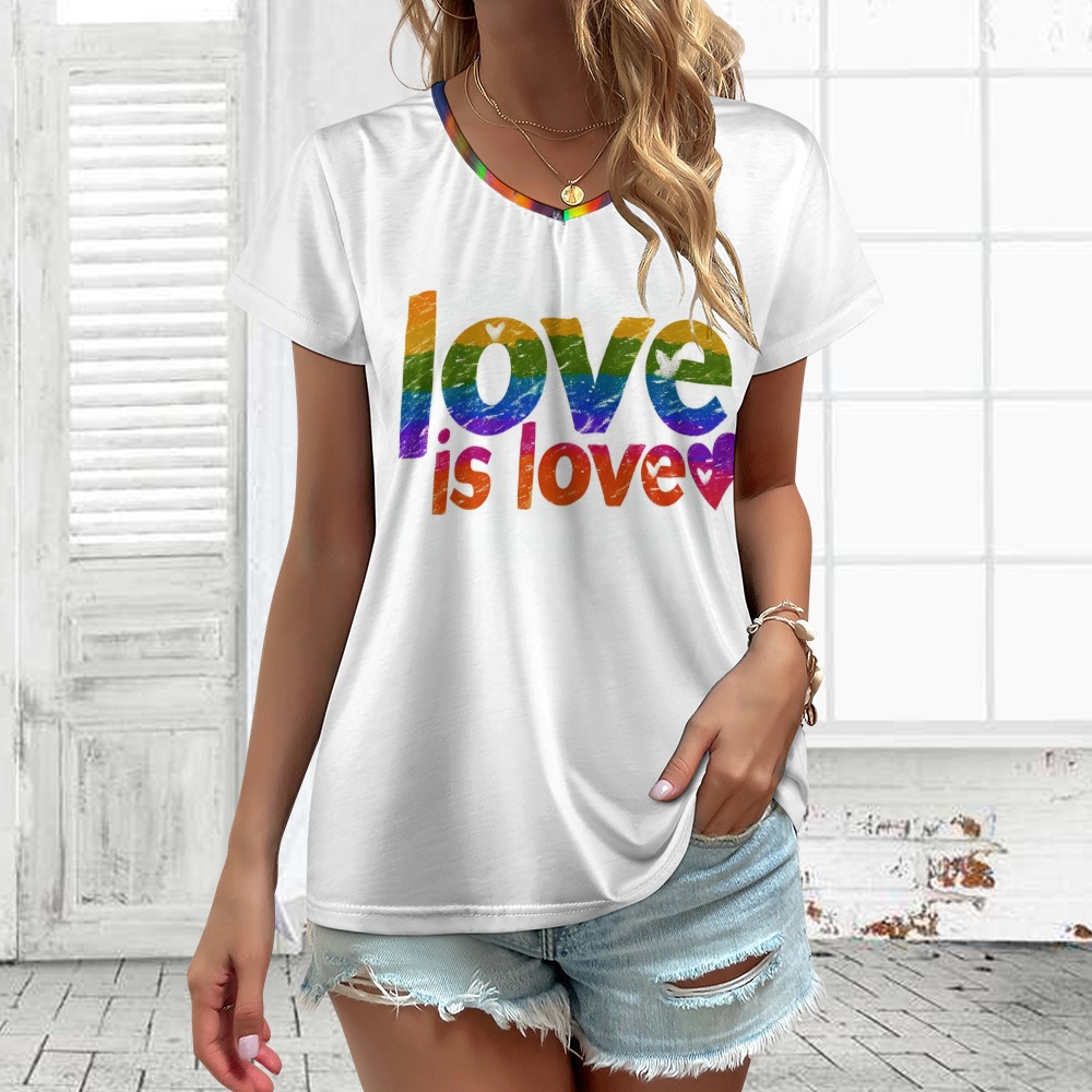 Love Is Love Rainbow Pride V-Neck Tee – alternate view 3