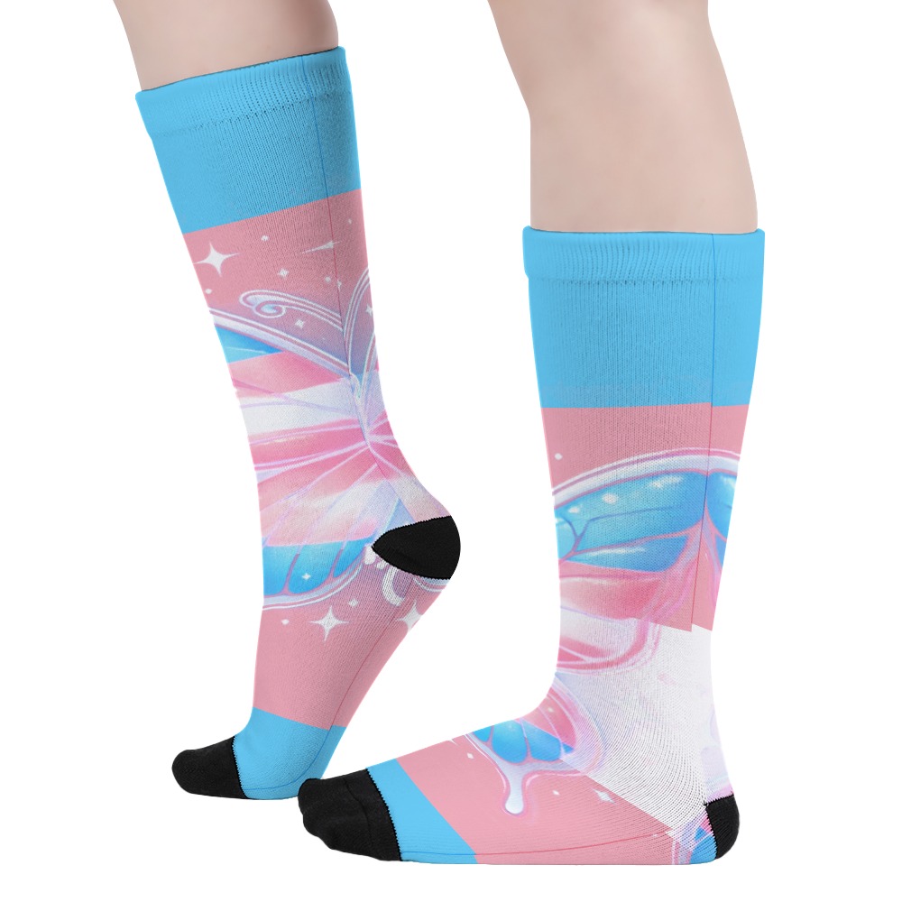 Trans Pride Butterfly Knee High Socks – alternate view 6