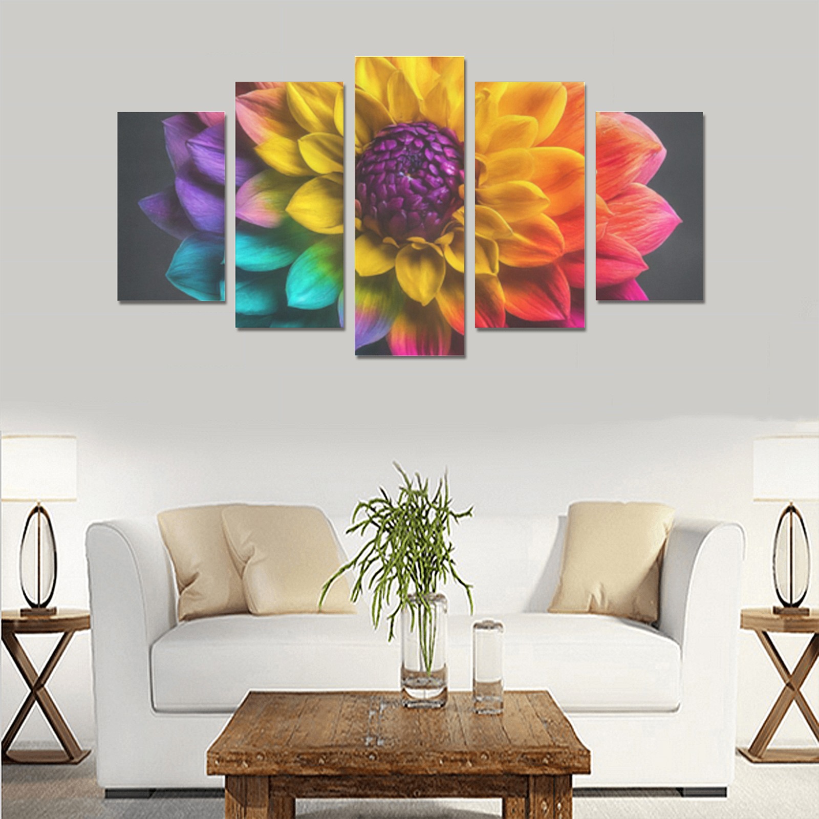 Rainbow Floral 5-Piece Canvas Art Set – alternate view 2