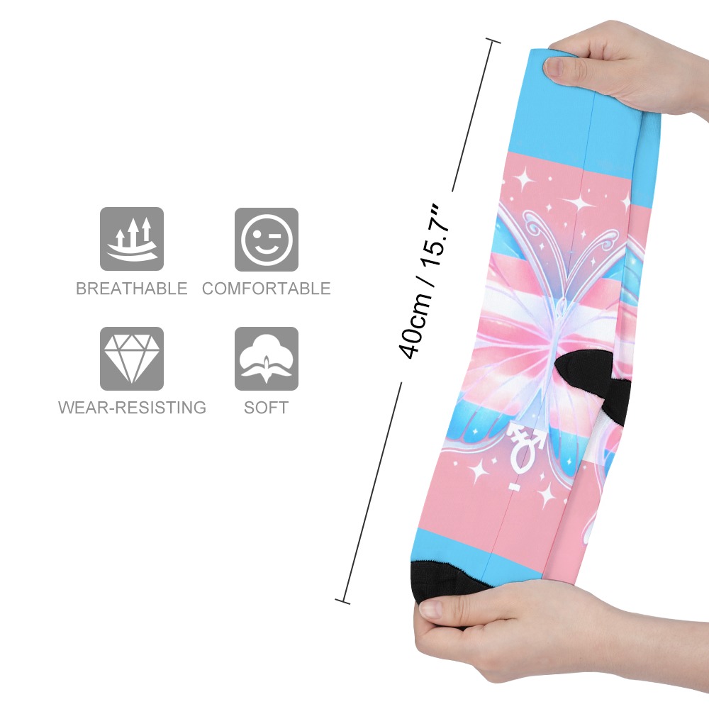 Trans Pride Butterfly Knee High Socks – alternate view 4