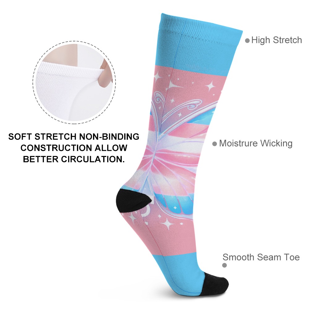 Trans Pride Butterfly Knee High Socks – alternate view 5