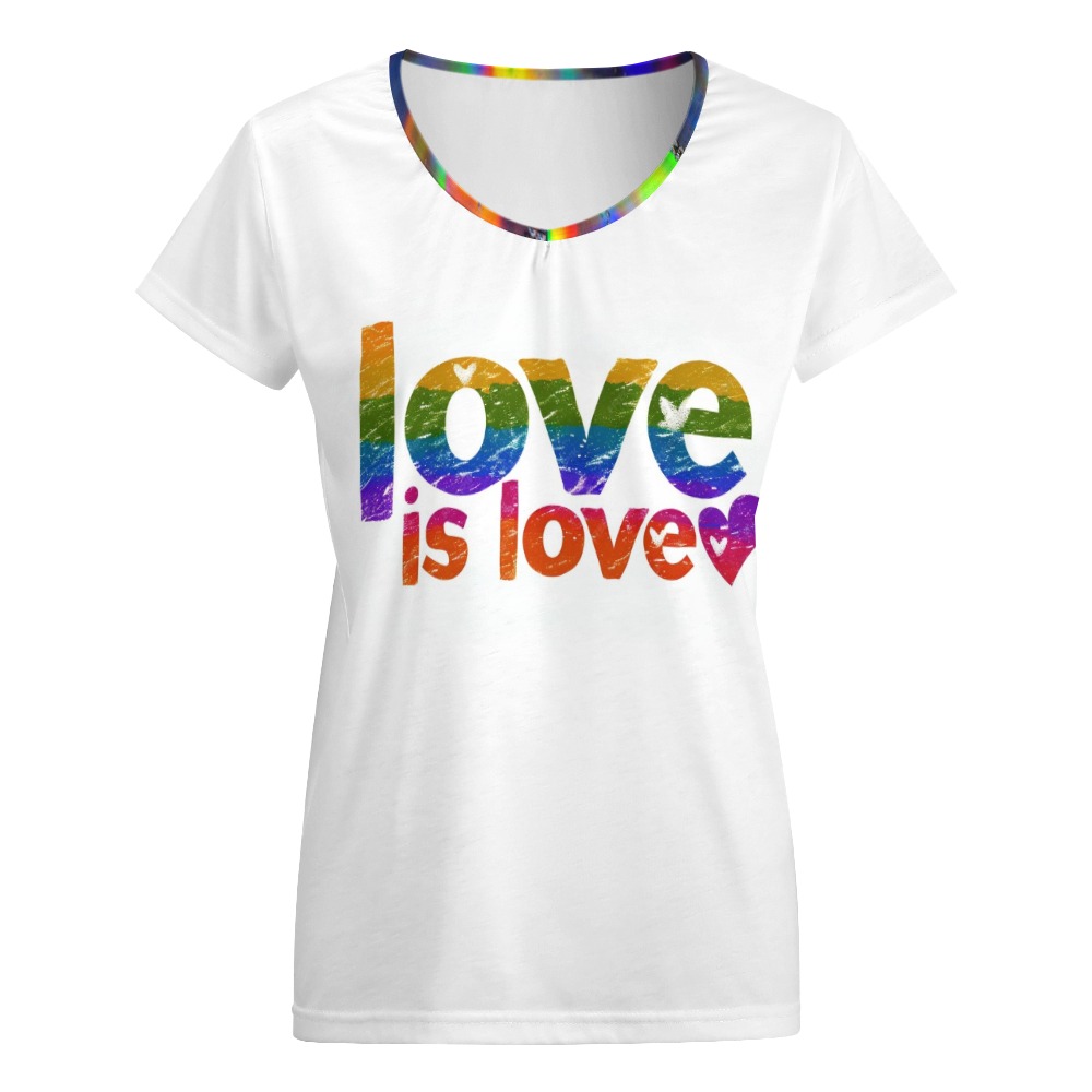 Love Is Love Rainbow Pride V-Neck Tee – alternate view 5