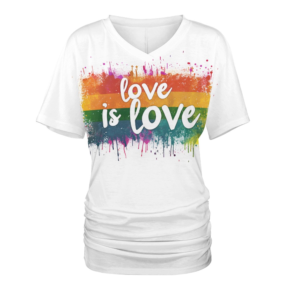 Love Is Love Rainbow V-Neck Pride Shirt – alternate view 4