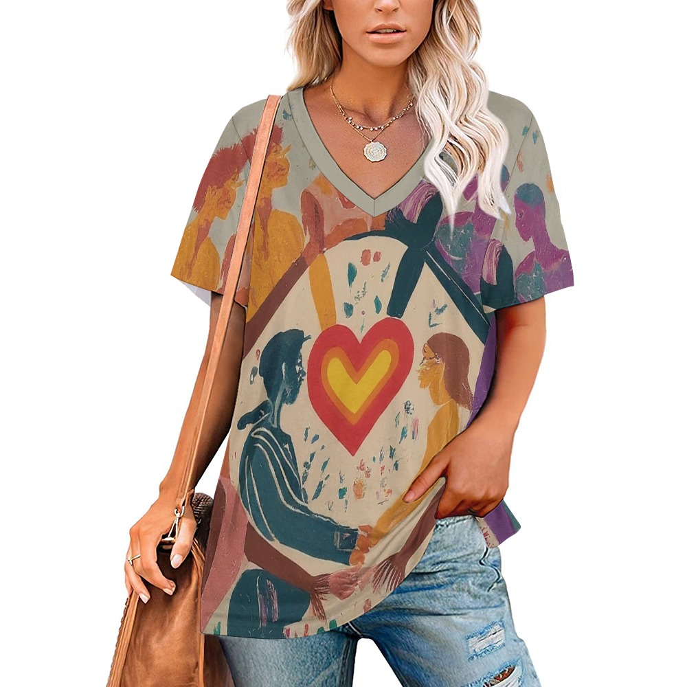 Boho Love & Unity V-Neck T-Shirt