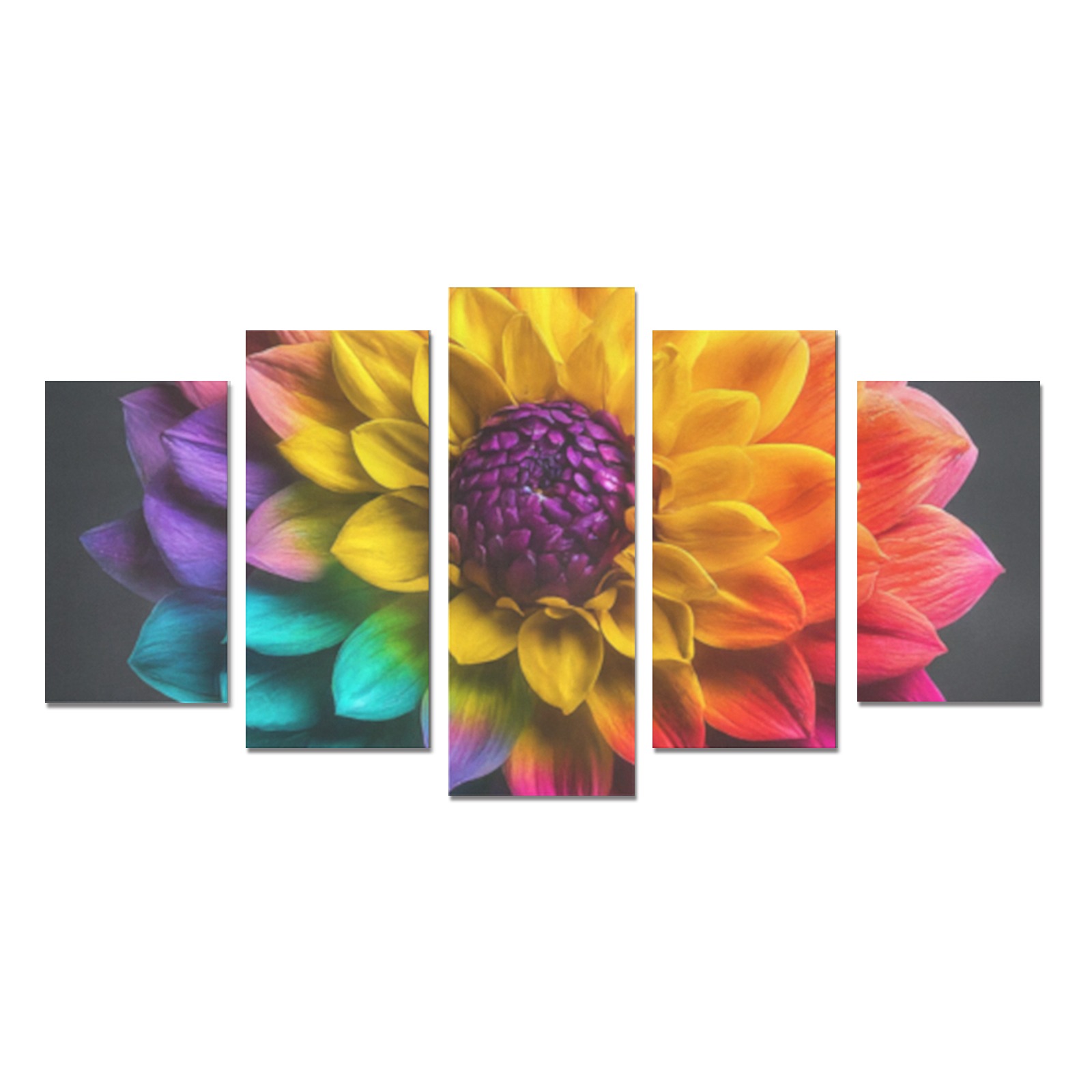 Rainbow Floral 5-Piece Canvas Art Set – alternate view 3